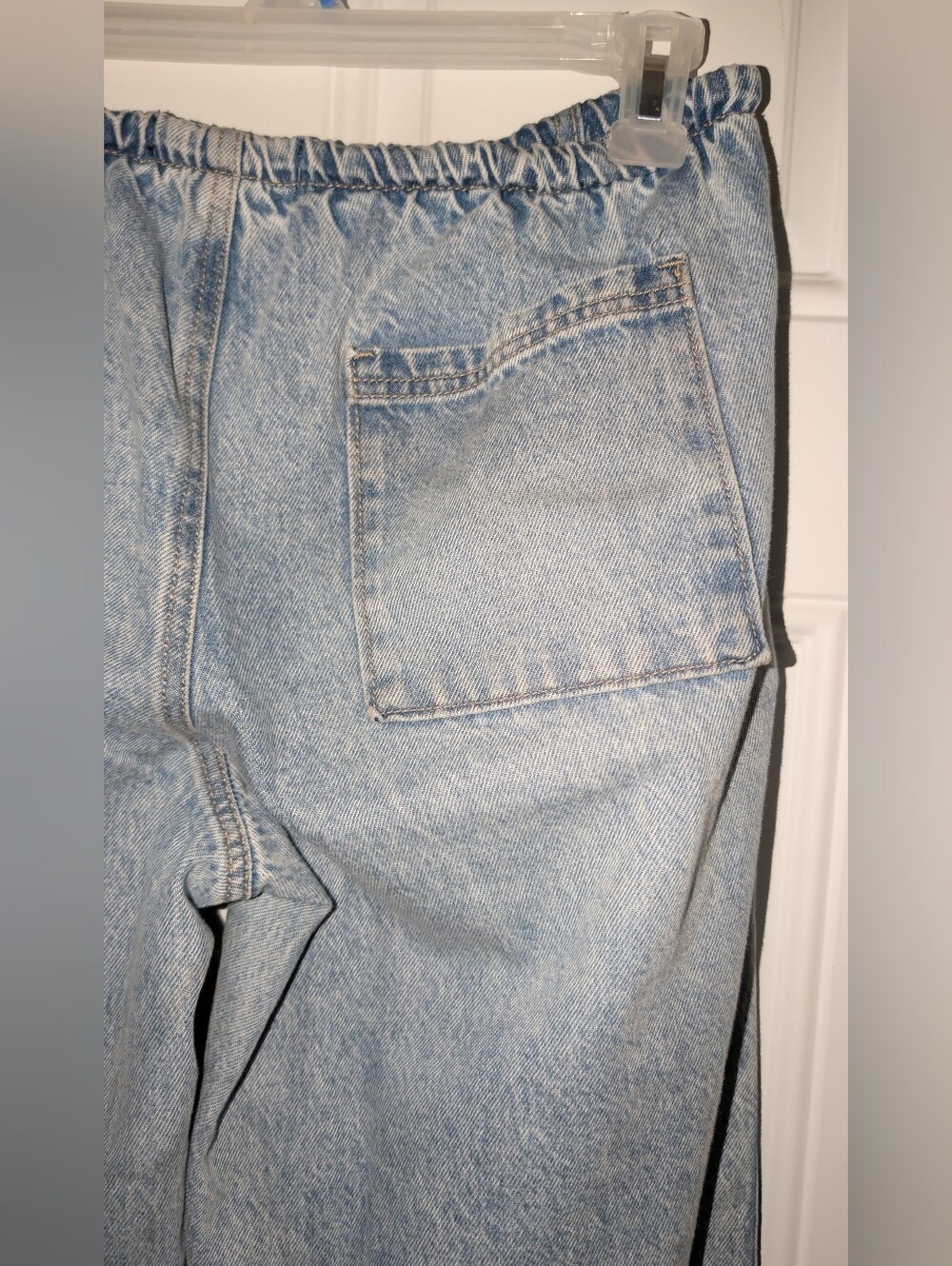 REWASH Denim Jeans Pull On Elastic Tie Top Baggy Wide Leg Size Small Blue EUC - Picture 2 of 8